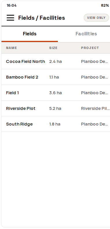 View-only list of synchronized fields